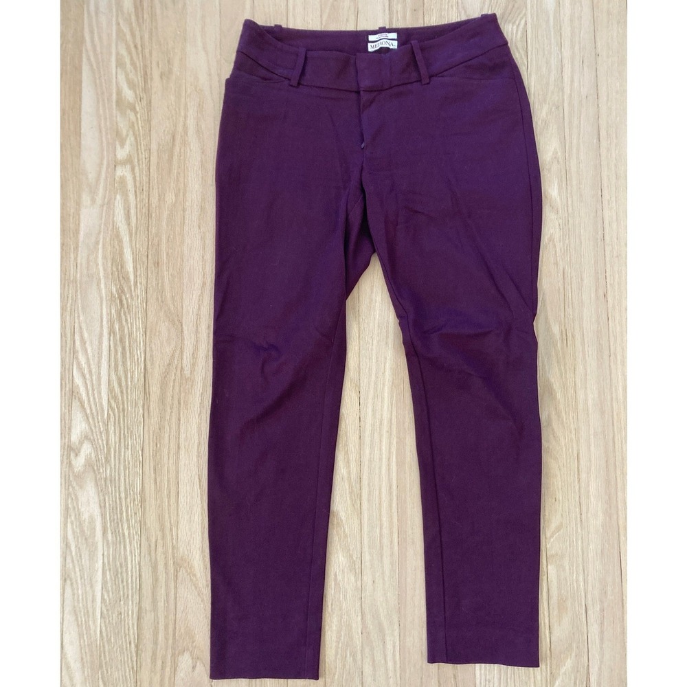 Merona Size 4 Ankle Chino Trouser Pants Plum Purple Relaxed Tapered Professional